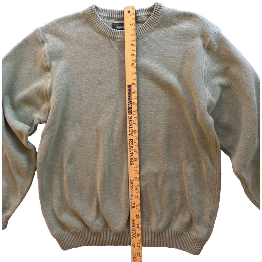 VTG Eddie Bauer 100% Cotton Crewneck Sweater Mens Sz M Sage Gorpcore Outdoors